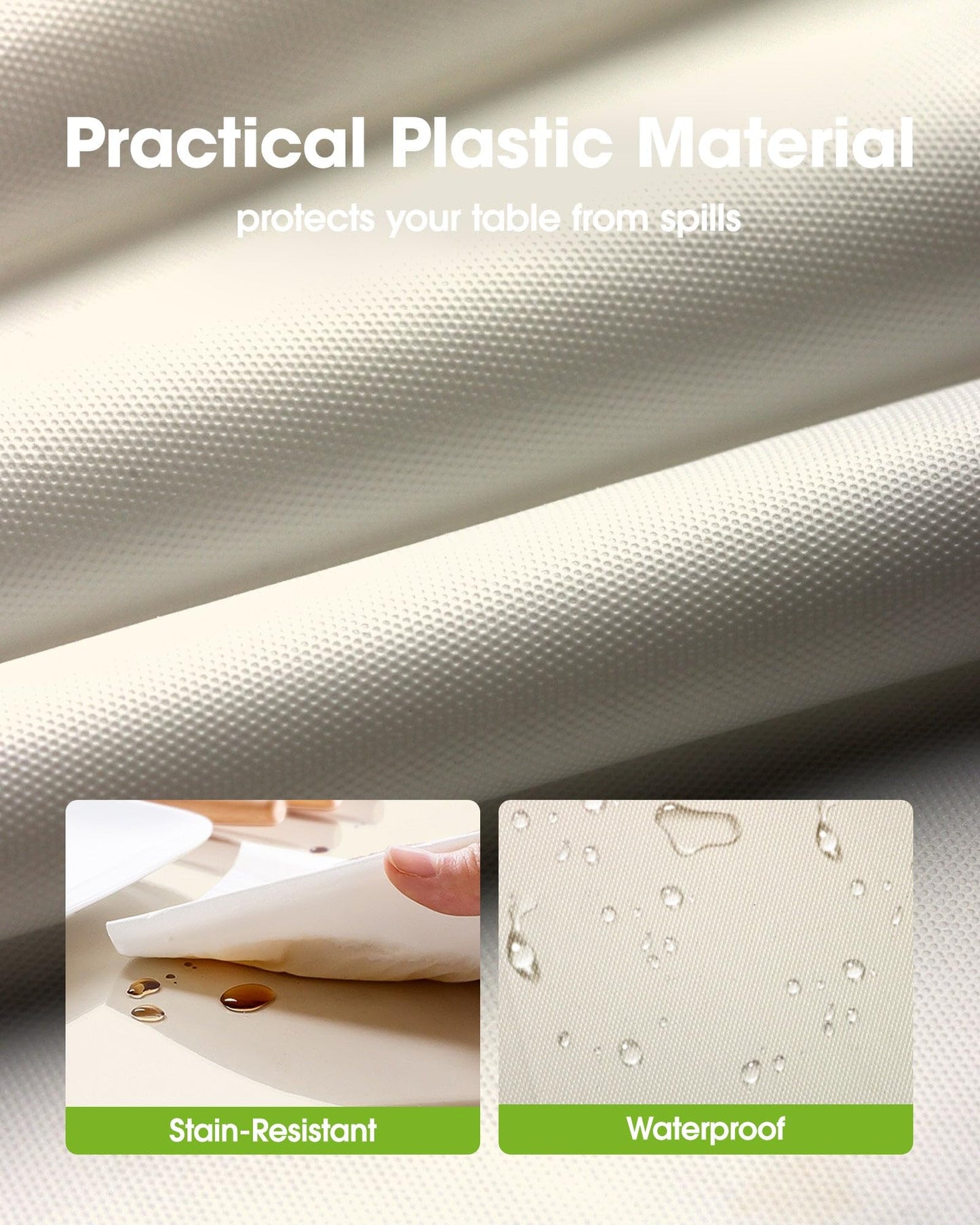 Pureegg Plastic Table Cloth Disposable 10 Pack, 84'' Round Table Cloths, Party, Wedding, Thanksgiving Decorations, Fall Tablecloths, Round, Beige Plastic Cover, Leakproof & Sturdy, Cream, Ivory