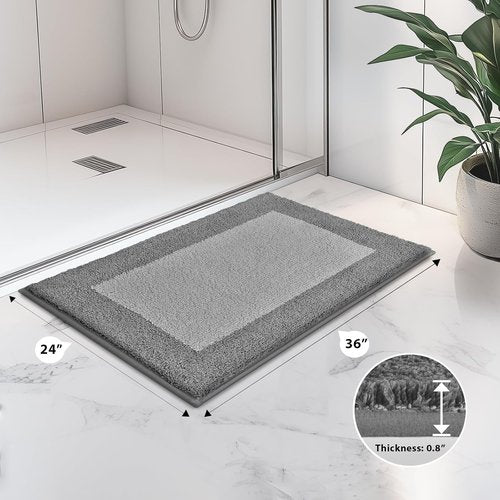 Anllugs Bathroom Rugs - Non-Slip Extra Soft Absorbent Bath Mats | 24" x 36" Grey & Dark Grey