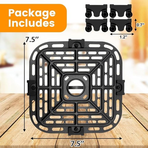 GWY Air Fryer Replacement Parts - 7.5'' Square Food Grade Crisper Plate for Instant Pot Vortex Plus 6-in-1