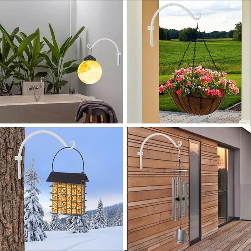 Feed Garden 12-Inch Decorative Hanging Plant Brackets - 2 Pack Wall Hooks for Outdoor Use | White