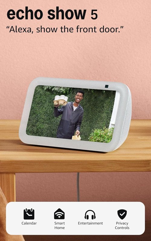 Echo Show 5 (3rd Gen) - Adjustable Stand with USB-C Charging Port | Glacier White