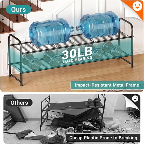 AOODA Shoe Rack - 2-Tier Metal Organizer for 18 Pairs | Stackable Storage Solution in Black