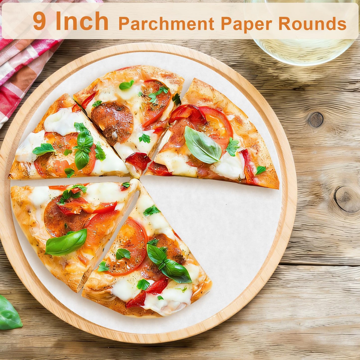 vivinin 200PCS Parchment Paper Rounds, 9 Inch White Cake Pan Liners, Non-Stick Parchment Rounds for Baking, Seperating Burgers, Butter, Cookies, Freezing, Baking and Candy Wrapper