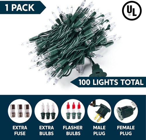 Joiedomi Clear Christmas String Lights - 100 Count Mini White Fairy Lights | 19.4 FT Indoor/Outdoor Decor for Holiday Parties