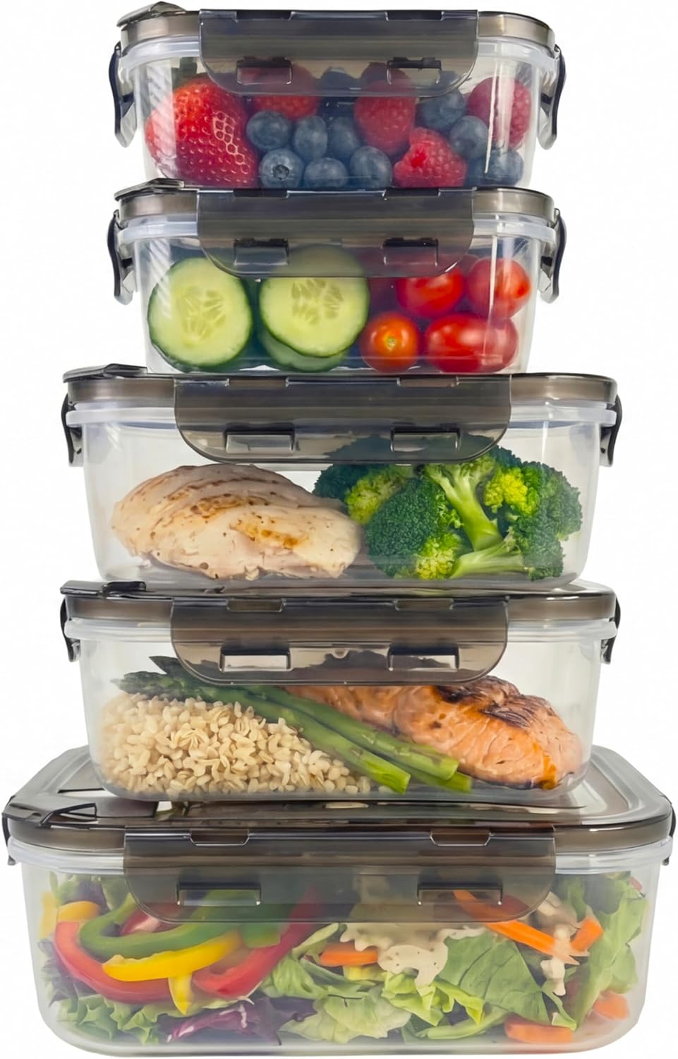 Vitamix BPA-Free Airtight Food Storage Containers - Vented Lids, 5-Pack Assorted Sizes for Meal Prep
