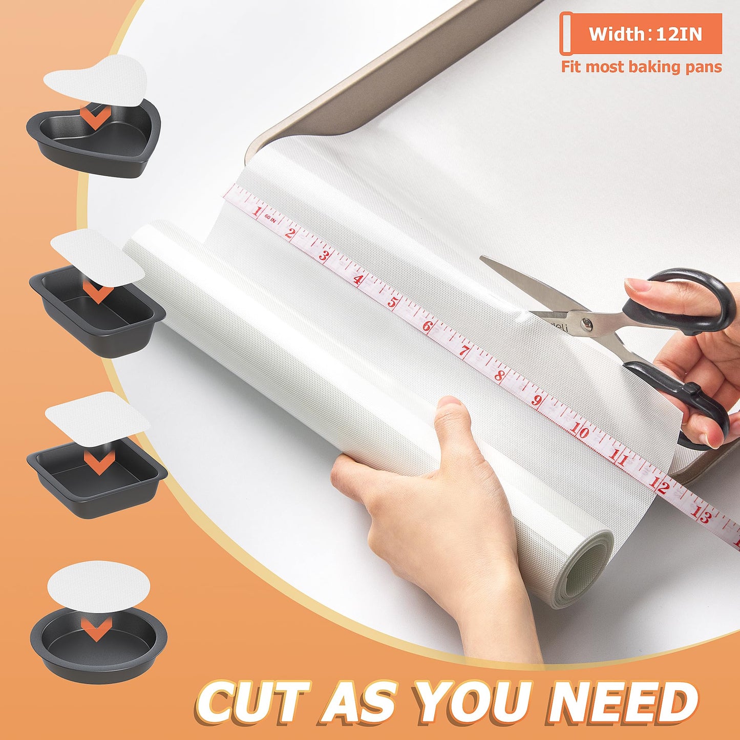 MMmat Silicone Baking Mat Roll, Non-Stick Heat Resistant Food Grade Baking Mats, Non-Slip Reusable Air Fryer Linner, Freeze Dryer Mat, Counter Mat, Oven Liner, Refrigerator Liners - 12IN x 10FT