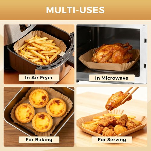 Boribim 9 Inch Air Fryer Paper Liners - 360 PCS Non-Stick & Oil Proof Parchment for 6-10QT Baskets