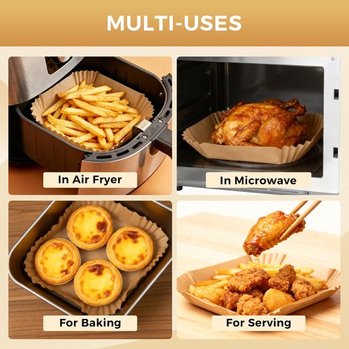 Boribim 9 Inch Air Fryer Paper Liners, 360 PCS Square Air Fryer Disposable Liners - AirFryer Accessories - Non-Stick and Oil Proof Air Fryer Parchment Paper Liners for 6-10QT Basket Oven Microwave
