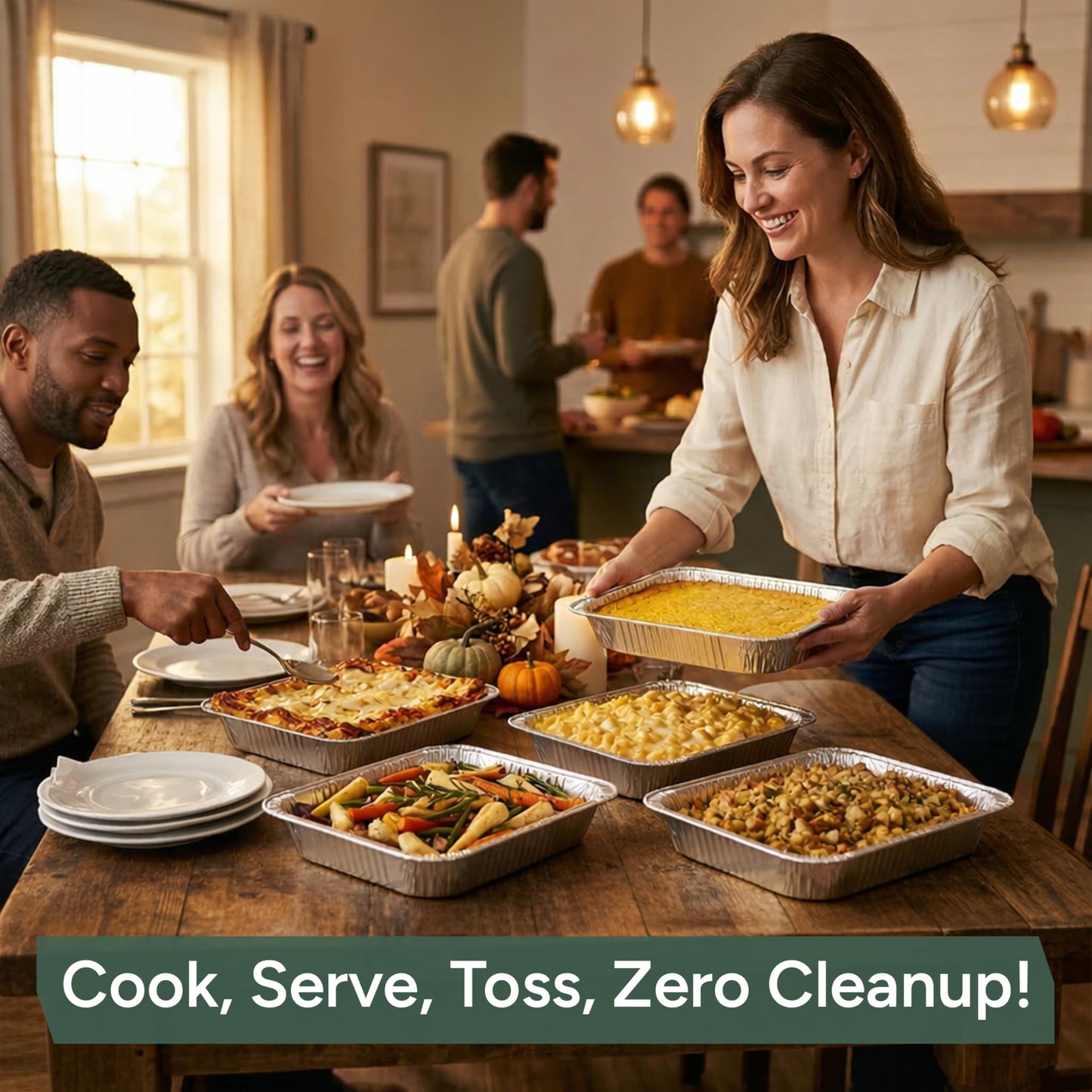Zuvo 9x13 Aluminum Foil Pans (30 Pack) - Disposable Half Size Deep Steam Table Pans, Heavy Duty Tin Foil Trays for Roasting Turkey, Lasagna, Casseroles - Thanksgiving, Christmas, BBQ, Catering