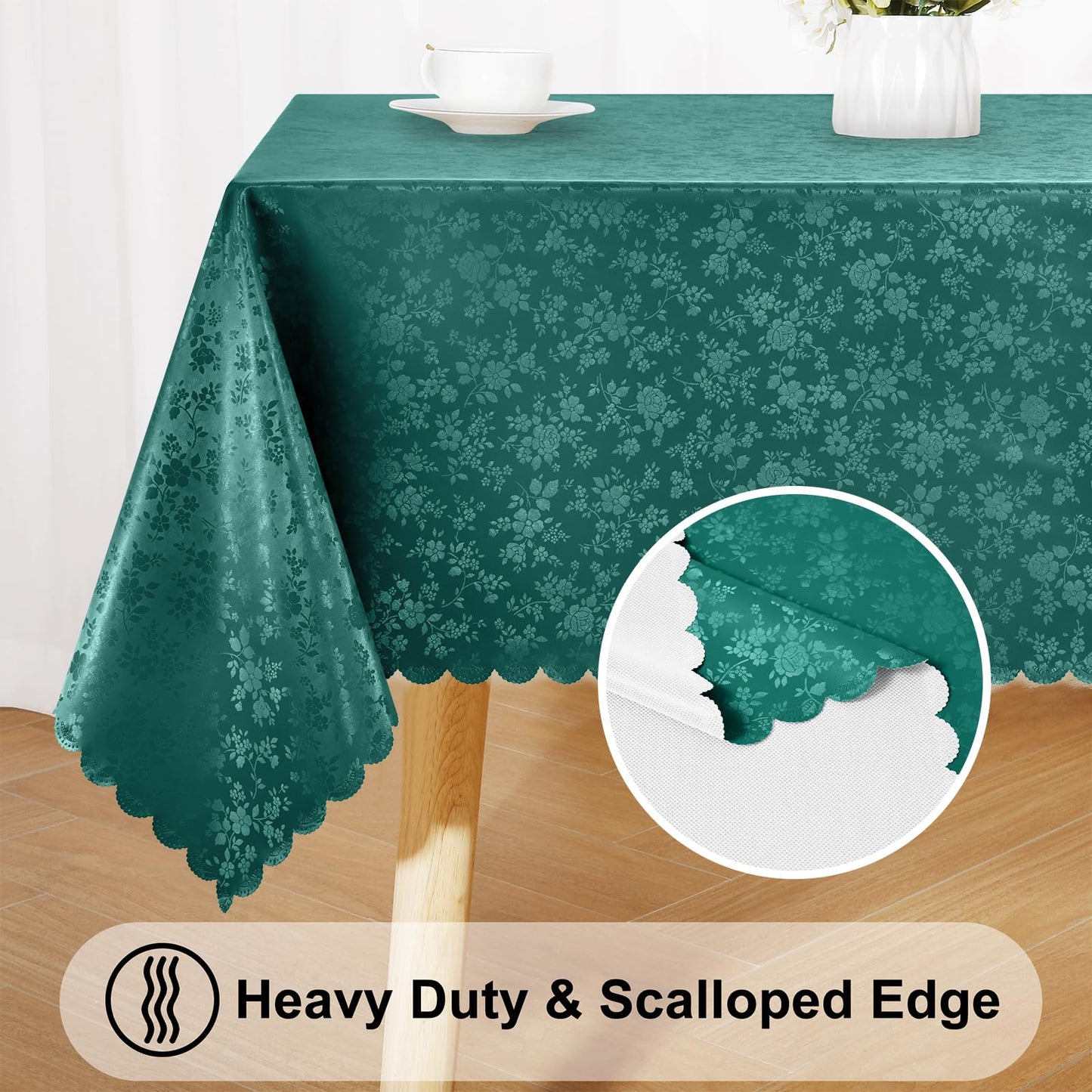 Smiry Square Table Cloth, Waterproof Heavy Duty Vinyl Tablecloths, Wipeable Washable Table Cover for Kitchen and Dining Room (Green, 54" X 54")