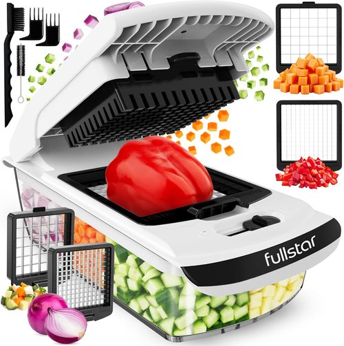 Fullstar Vegetable Chopper - Original Pro Food Dicer with Container | 2-in-1 Kitchen Gadget (White)