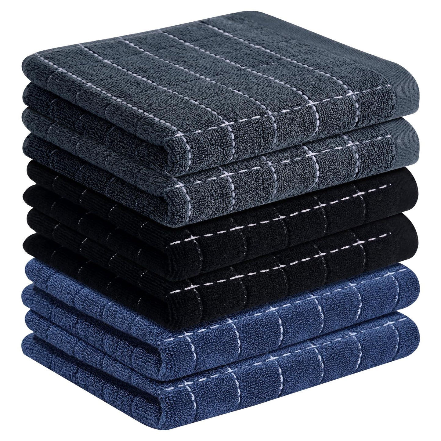 Homaxy 100% Cotton Terry Kitchen Dish Cloths, Ultra Soft and Absorbent Dish Towels for Kitchen, Suitable for Drying and Washing Dishes, 6 Pack, 12 x 12 Inches, Multiple Colour