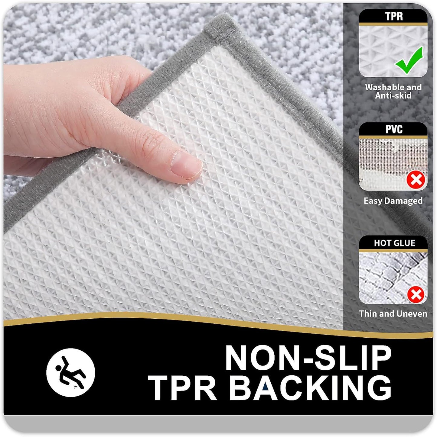 OLANLY Microfiber Bath Mat - Extra Soft, Absorbent & Non-Slip | 24x16 Inches, Quick Dry, Grey