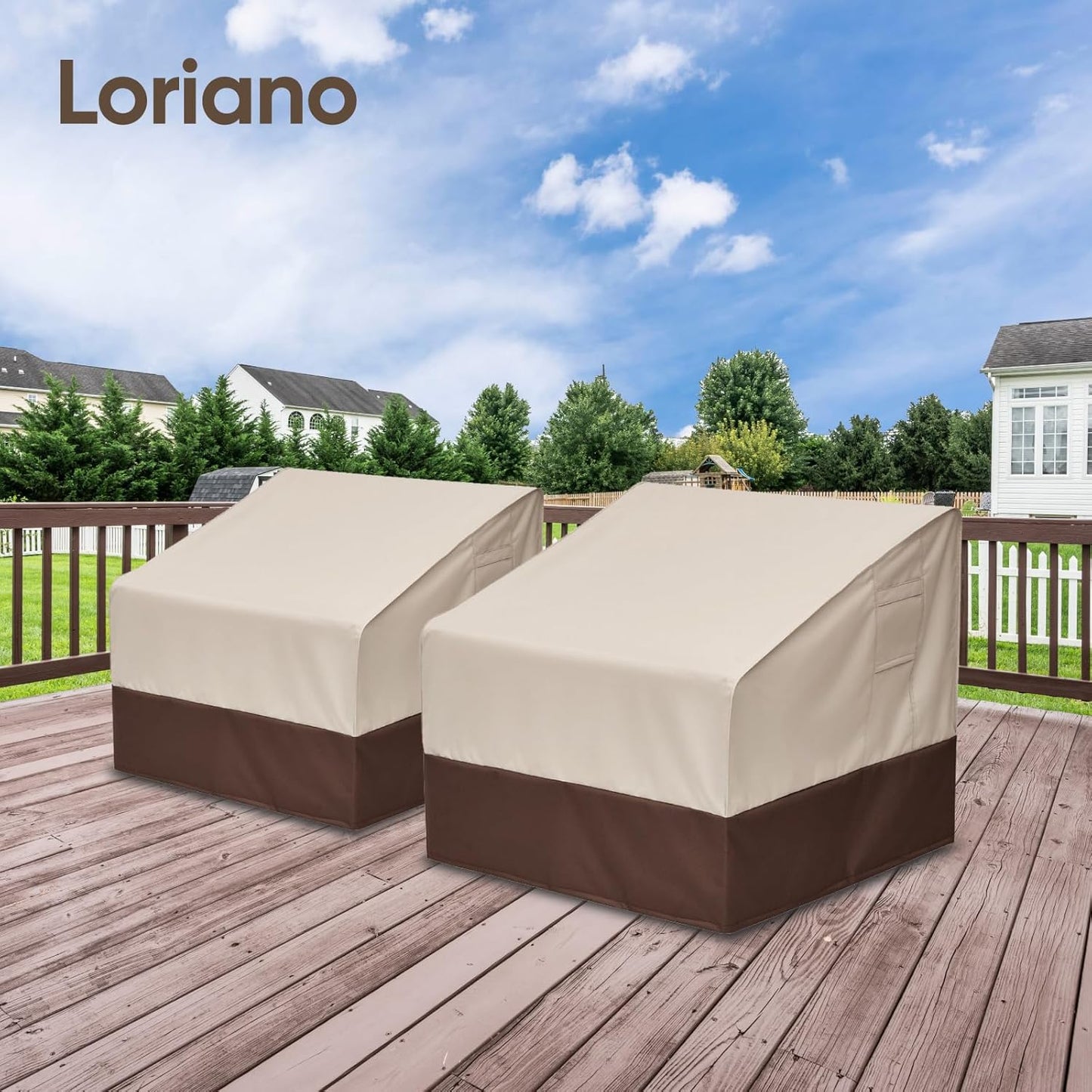 Loriano Patio Chair Covers - Waterproof Heavy-Duty 600D Protection for Large Lounge Chairs (2 Pack)