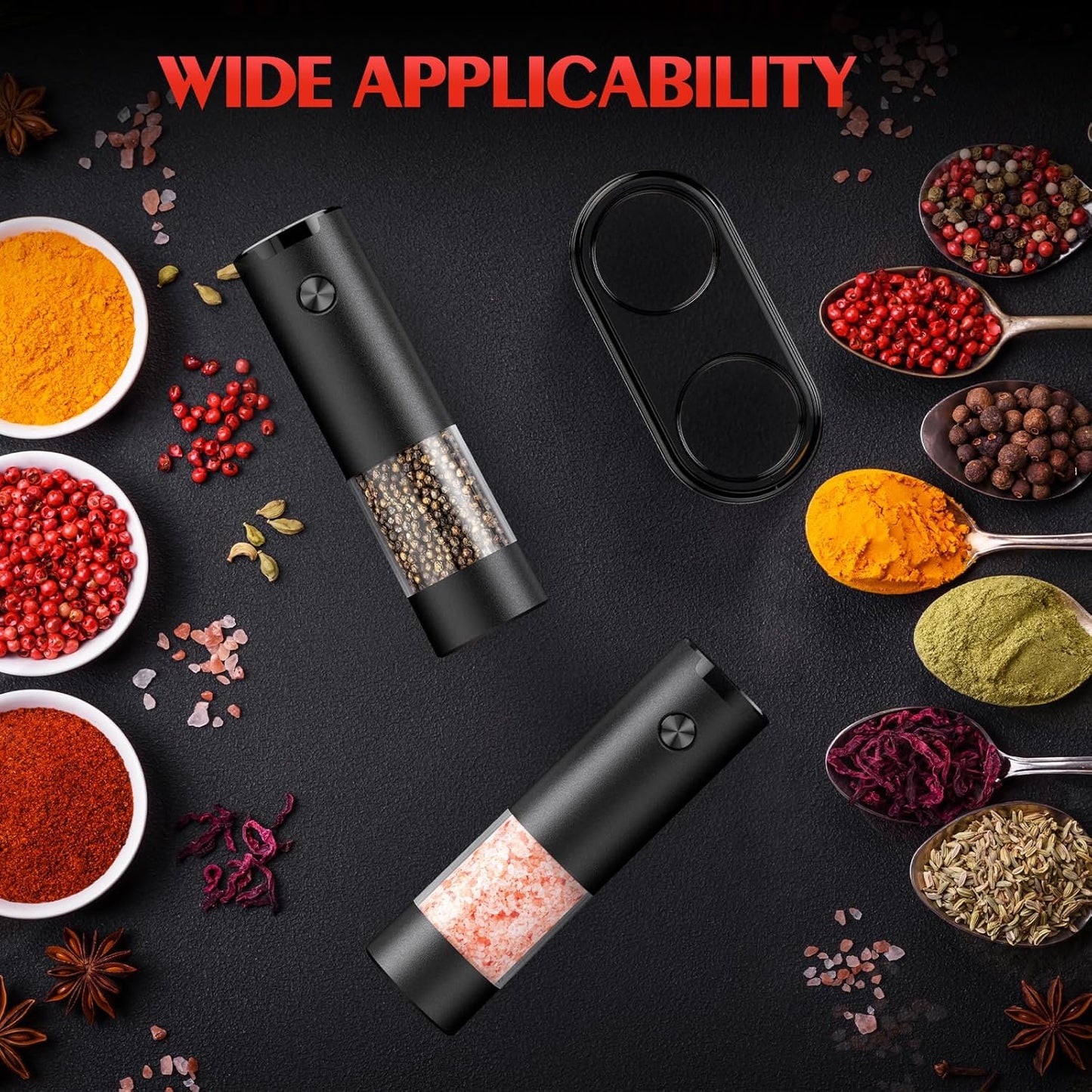 Skiennix Electric Salt and Pepper Grinder Set - Automatic Mill with Adjustable Coarseness & LED | Perfect Kitchen Gift for Mom