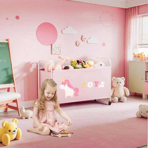 Granny Says Toy Box - Extra Large Kids Storage Chest with Wheels | 135L Pink Organizer for Toys