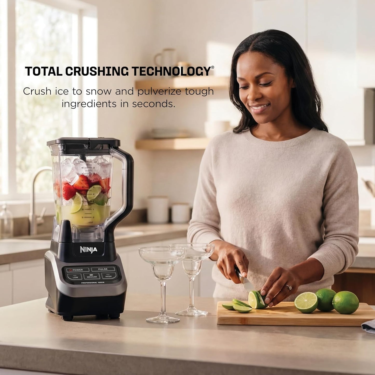 Ninja Professional Blender - 1000W Smoothie Maker with Total Crushing™ Technology | XL 72-oz. Pitcher in Black & Grey