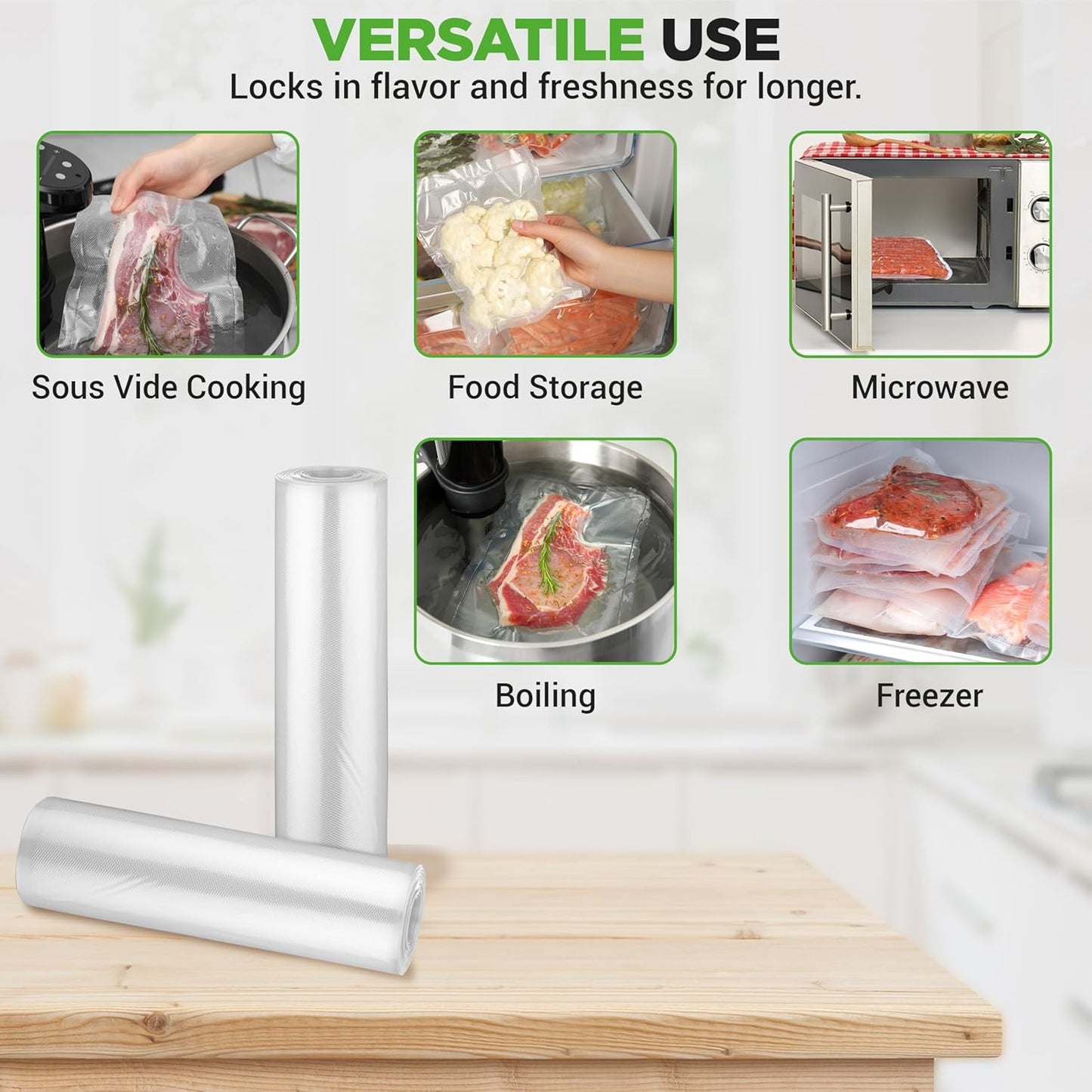 NutriChef Vacuum Sealer Bags - Heavy Duty, BPA-Free Rolls 11x50 | Perfect for Meal Prep & Sous Vide
