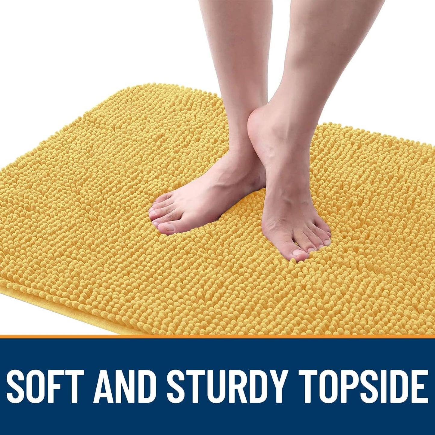 OLANLY Dog Door Mat - Absorbent Non-Slip Washable Chenille Mat for Muddy Paws | 47x32 Yellow