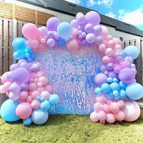 HILAVO Pink Purple Blue Balloon 60Pcs 12 Inch Metallic Pastel Balloon Iridescent Pearl Pink Blue Purple Party Balloons for Girls Mermaid Snowflake Princess Birthday Baby Shower Party Decoration