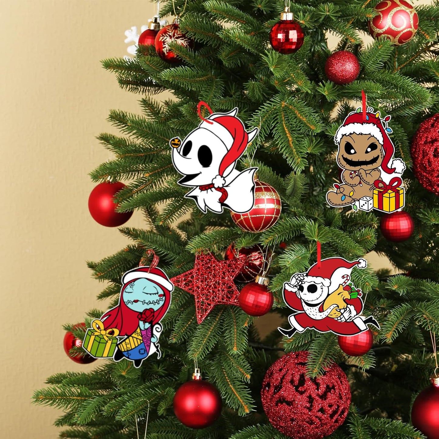 Tivee Christmas Tree Ornaments - 16PCS Jack & Sally Hanging Decorations | Holiday Home Decor