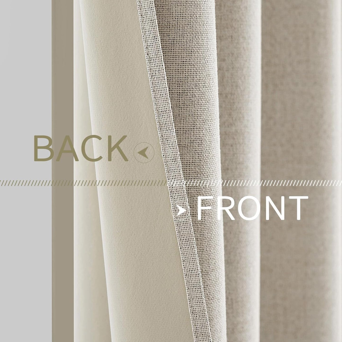 MIULEE Linen Curtains - 100% Blackout Thermal Insulated Grommet Drapes | Birch, 52 x 63 Inch (2 Panels)