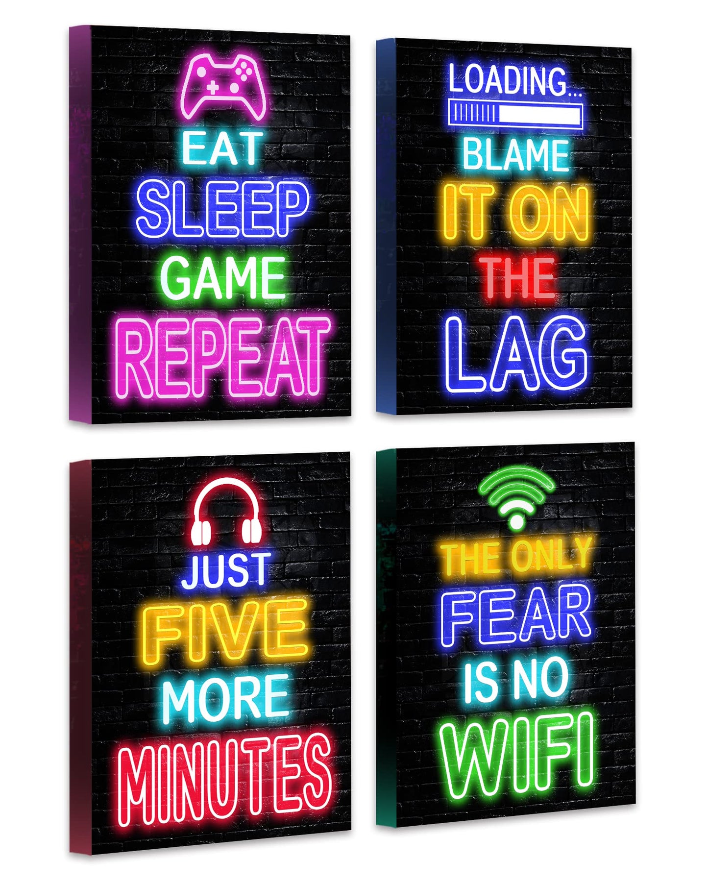 𝗗𝗿𝘀𝗼𝘂𝗺 Video Game Room Decor for Boys -𝗙𝗿𝗮𝗺𝗲𝗱12x16" Gaming Wall Art - Neon Gaming Room Decor - Game Poster - Gamer Wall Decor - Teenage Boy Room Decor
