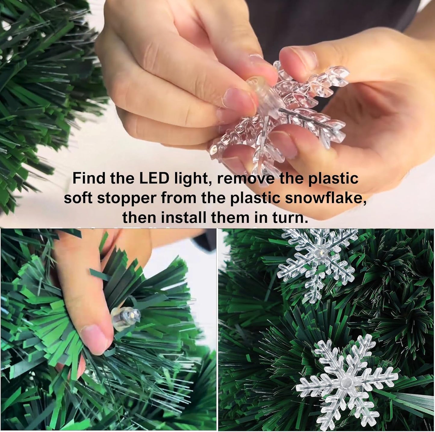 Juegoal Pre-Lit Artificial Christmas Trees - 3 FT Lighted Green Fiber Optic Entrance Trees with Gold Urn Base | 8 Lighting Modes & 110 Branch Tips for Festive Holiday Decor