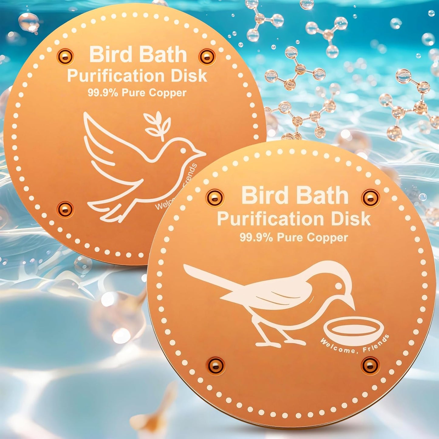Skiennix Bird Bath Heater | Pure Copper Solar-Powered Deicer for Winter | Outdoor Metal Warmer