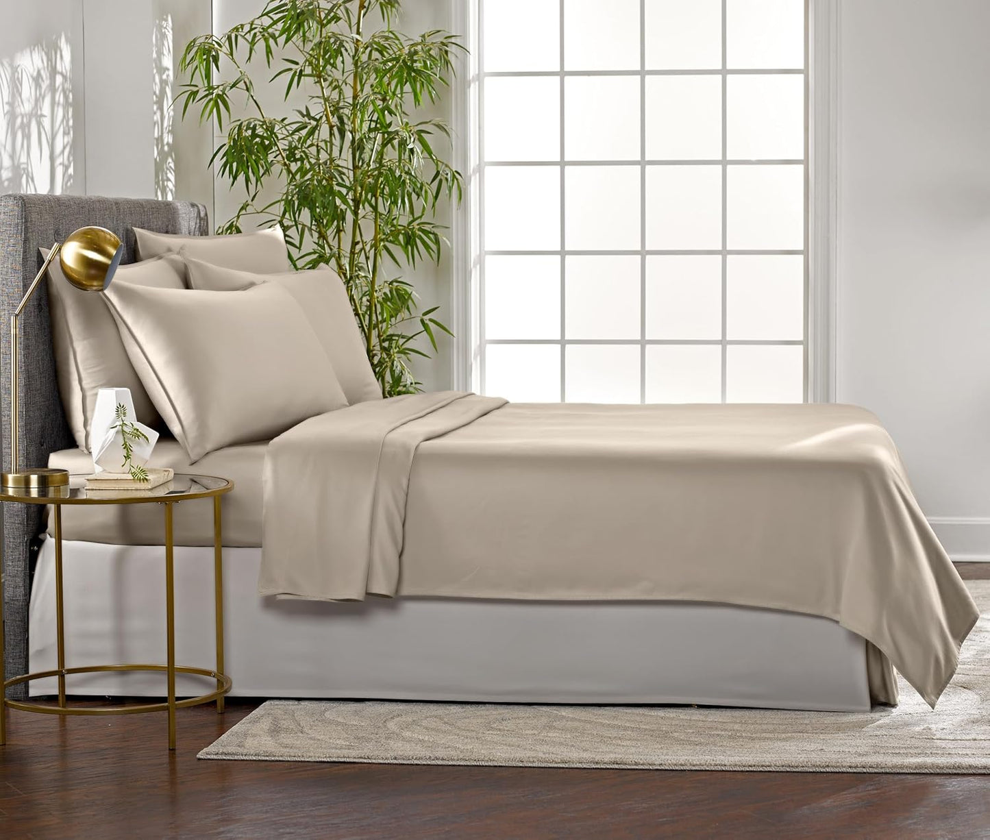 Pure Bamboo Twin Sheets - Luxuriously Soft 100% Organic Viscose Bed Sheet Set | Cooling & Durable (Twin, Sand)