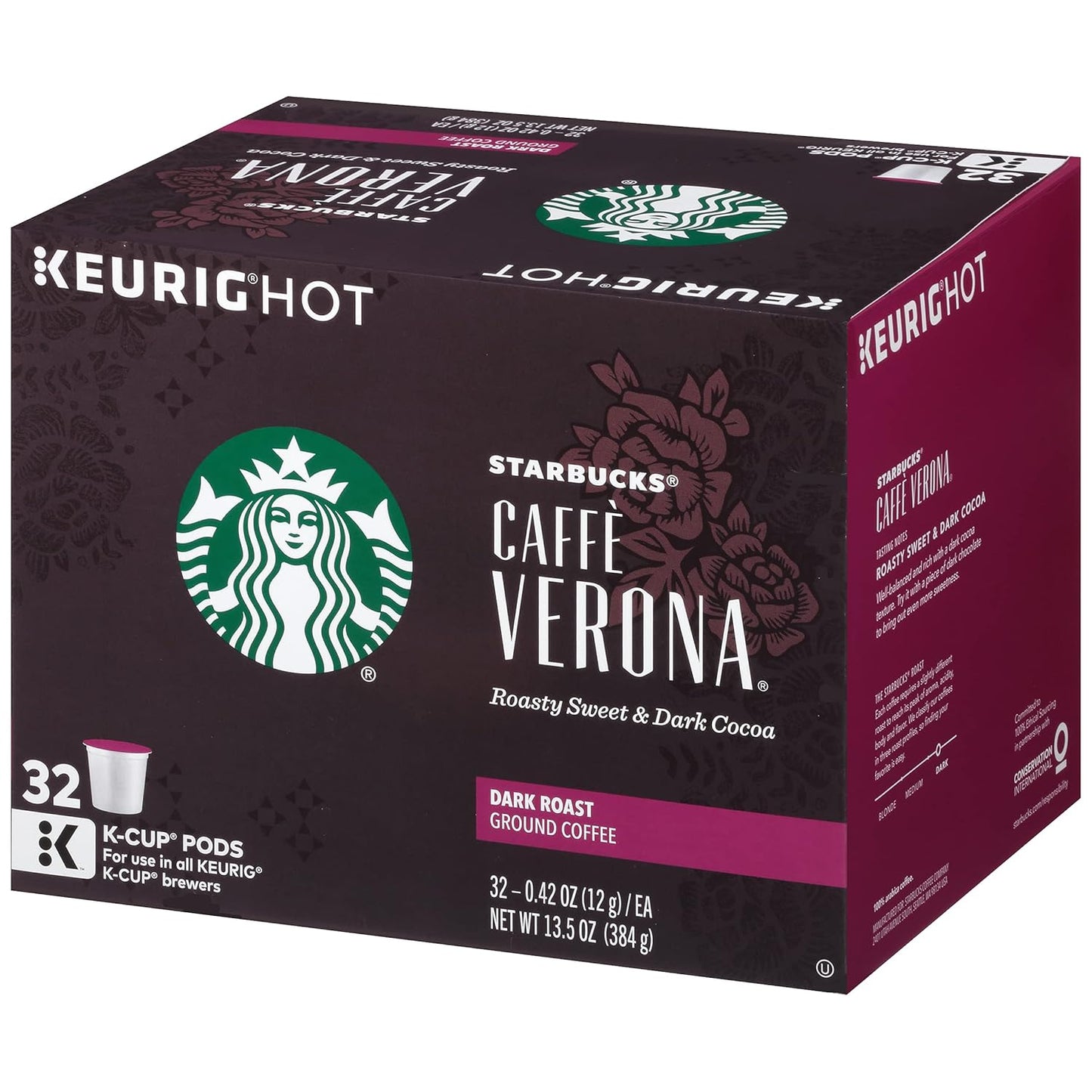 Starbucks Caffe Verona K-Cup Pods - Rich, Dark Roast Coffee - 32 Count Pack