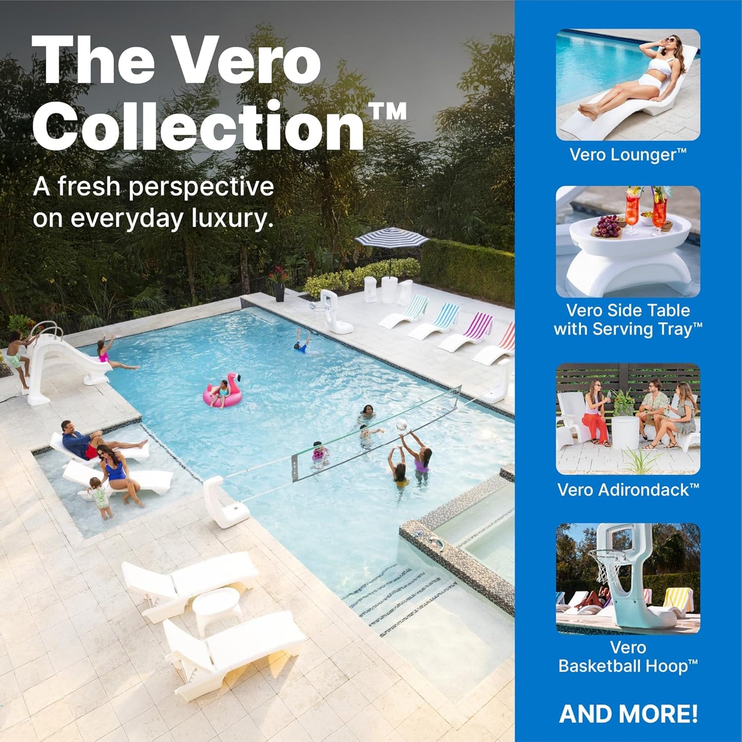 Step2 Vero Pool Chair - Waterproof, Fade-Resistant Patio Furniture for Sun Shelf | White, 9-Inch Water Depth