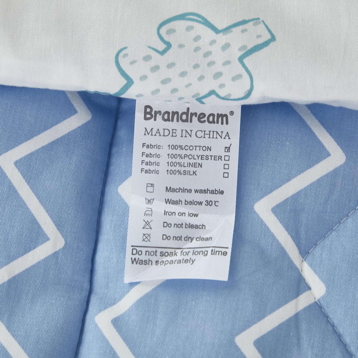 Brandream Kids Duvet Cover Twin Size Cotton Boys Girls Cute Cartoon Blue White Seaworld Comforter Set Ocean Fish Bedding Set 3 Piece