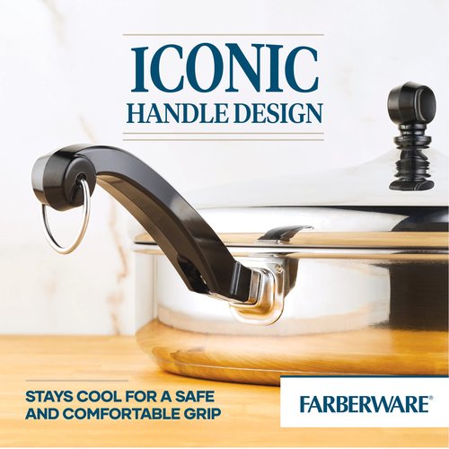 Farberware Classic Saute Pan / Frying Pan / Fry Pan with Lid and Helper Handle - 4.5 Quart, Silver, 50012