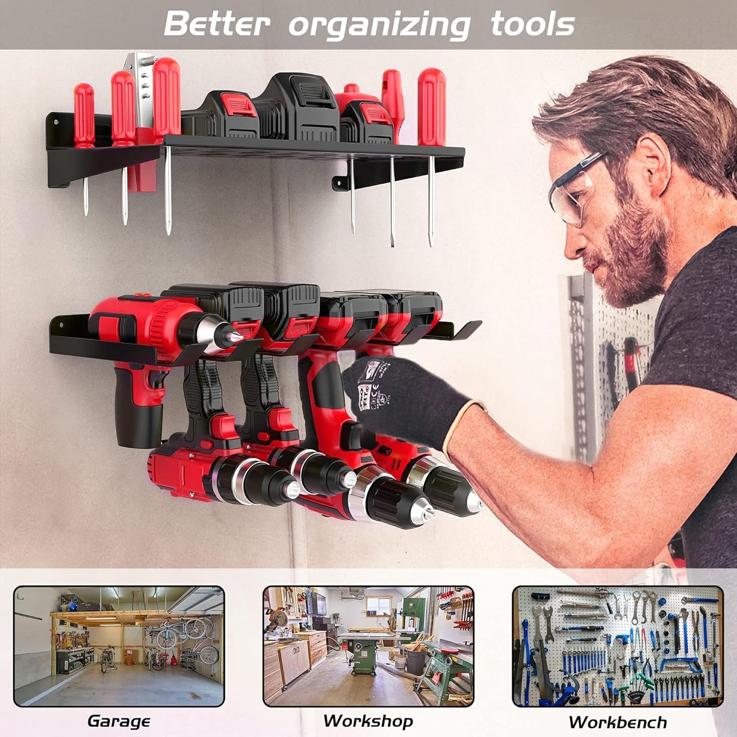 Ultrawall Power Tool Organizer - Heavy-Duty Wall Mount Drill Holder for Cordless Tools