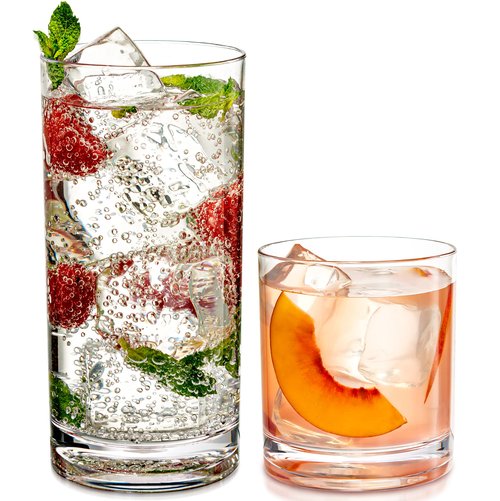Elegant Acrylic Drinking Glasses [Set of 16] Attractive Clear Plastic Tumblers - Unbreakable Drinkware Set Ideal for Indoor and Outdoor - Kid Friendly