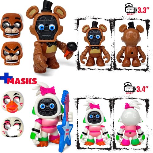 FNAF Mini Figures Collection - 12-Piece Set Inspired by Five Nights at Freddy's | Includes Masks & Characters
