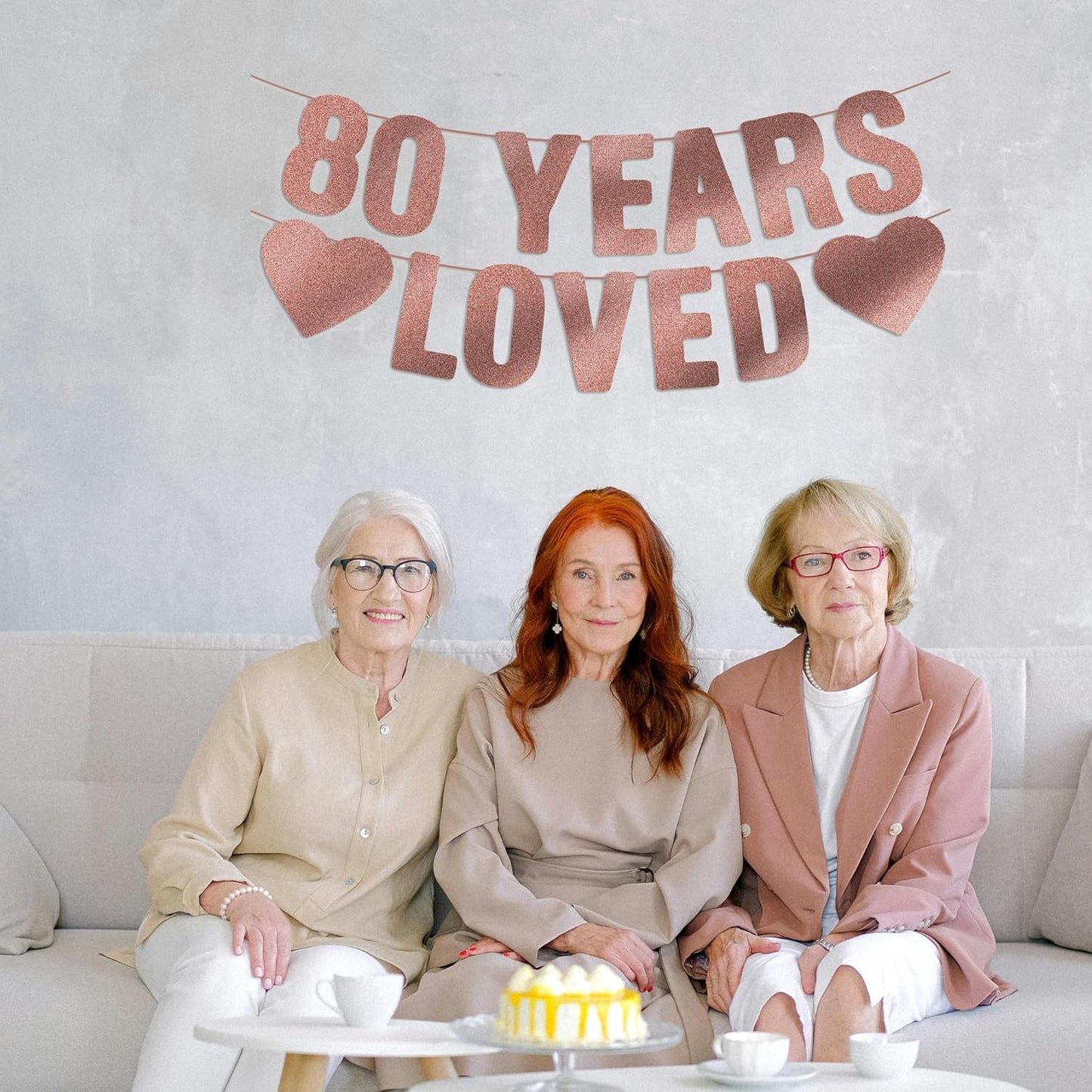 Regine Switzerland 80th Birthday Banner - Rose Gold Glitter, Elegant Decorations for Women