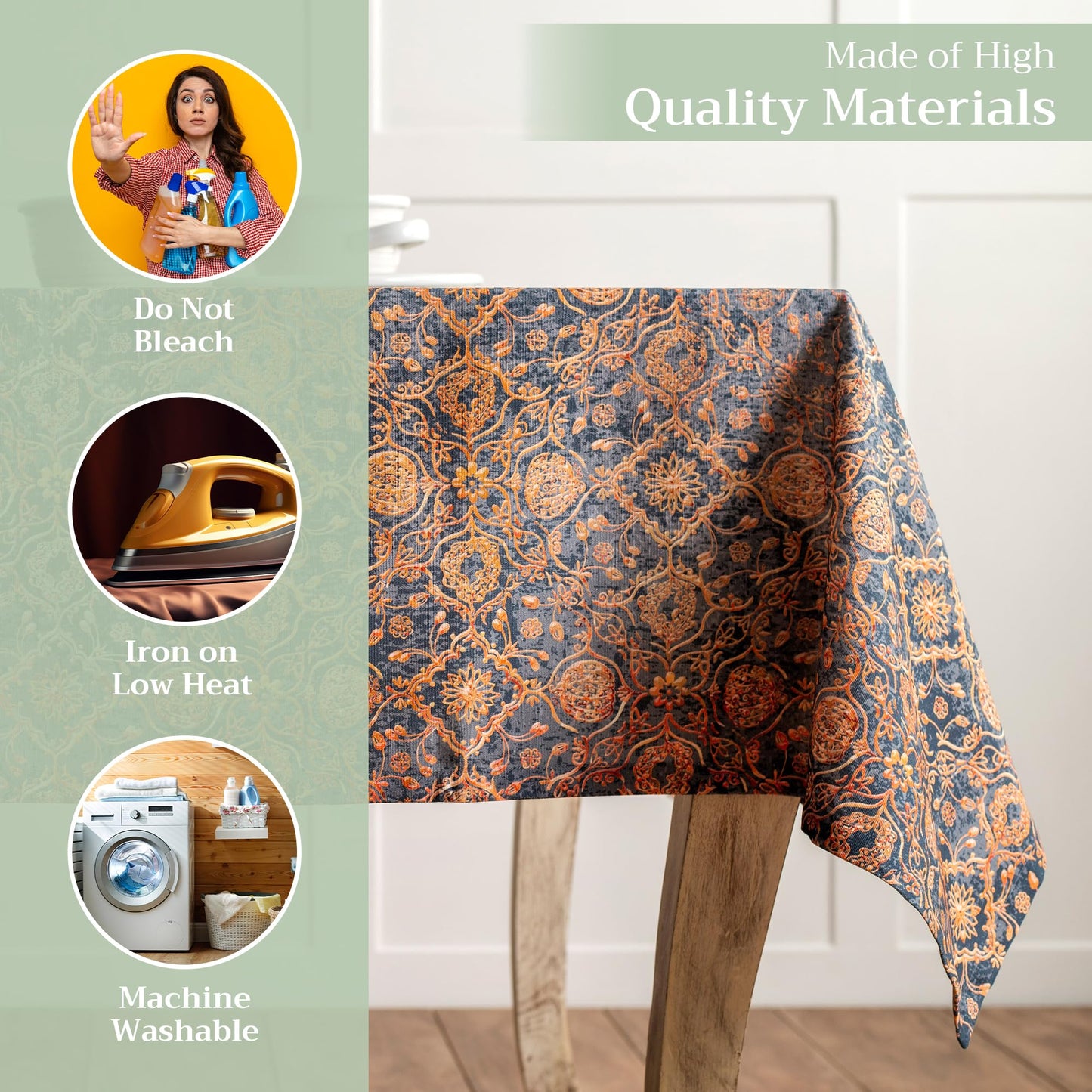 Maison d' Hermine Table Cloth Rectangle Table 100% Cotton 60 x 108 Inches Fall Tablecloth Reusable Everyday Use for Thanksgiving Christmas Decorations Dining Farmhouse Party (Imperfection)