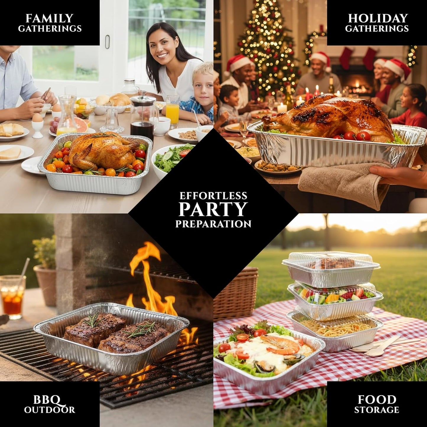 Primo Lines Aluminum Foil Disposable Pans - 40 Pack, 8" x 8", Oven-Safe & Leak-Proof Trays for Catering, Meal Prep & Baking