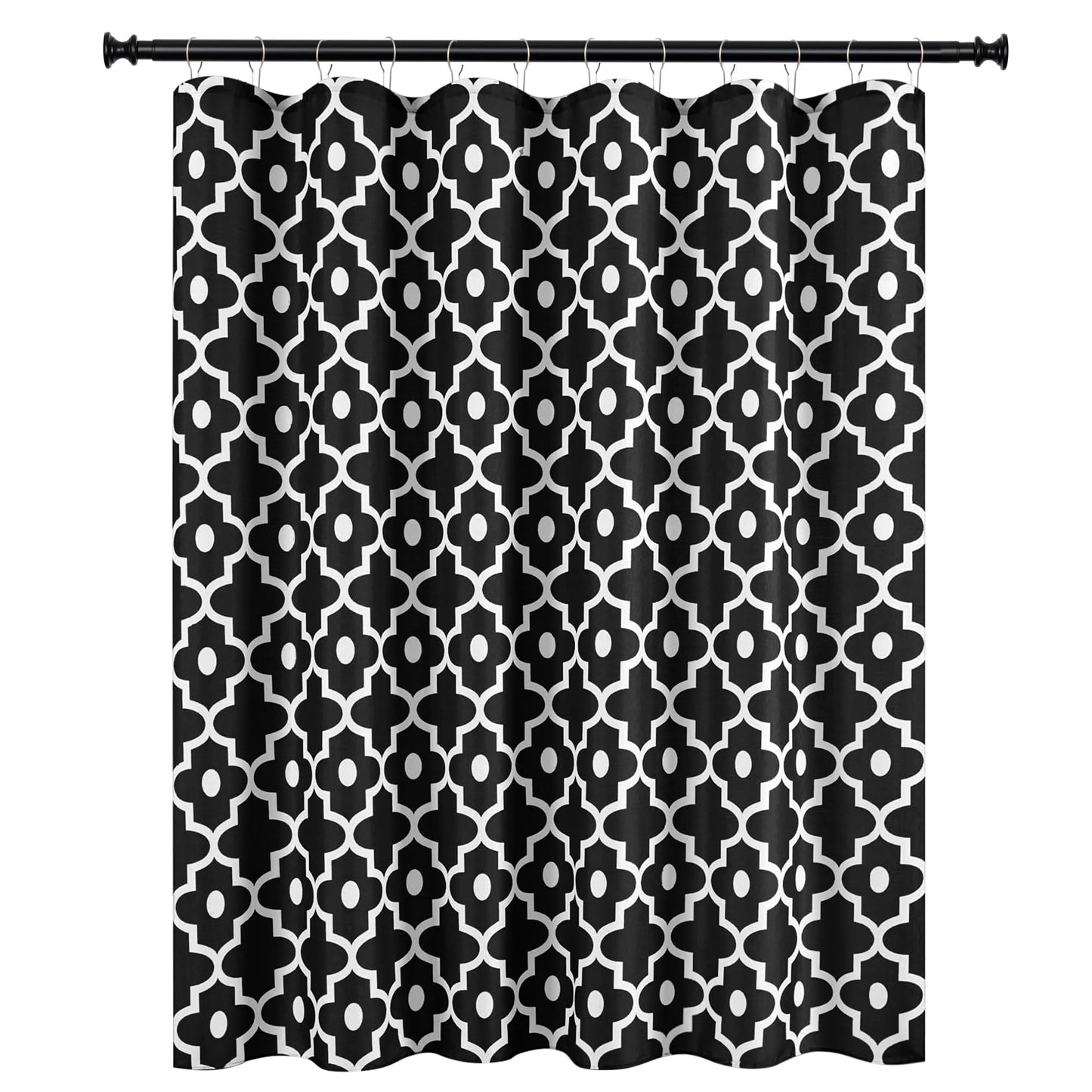 Biscaynebay Textured Fabric Shower Curtains for Bathroom 72" X 72", Black Morocco Pearl Printed Linen Modern Hotel Luxury Quality Cloth Bath Curtains Machine Washable