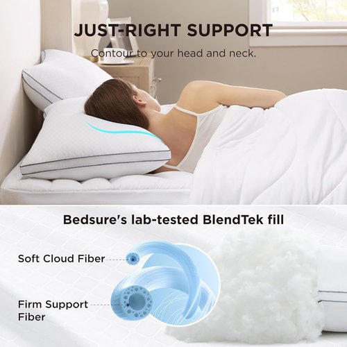Bedsure Queen Pillows - Fluffy Hotel Quality Down Alternative Set of 2 | Diamond Quilted Design for All Sleepers