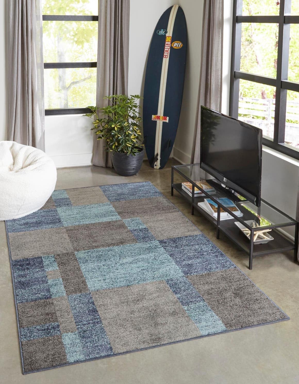Unique Loom Autumn Collection Area Rug - Providence (4' 1" x 6' 1" Rectangle, Blue Gray/ Light Brown)
