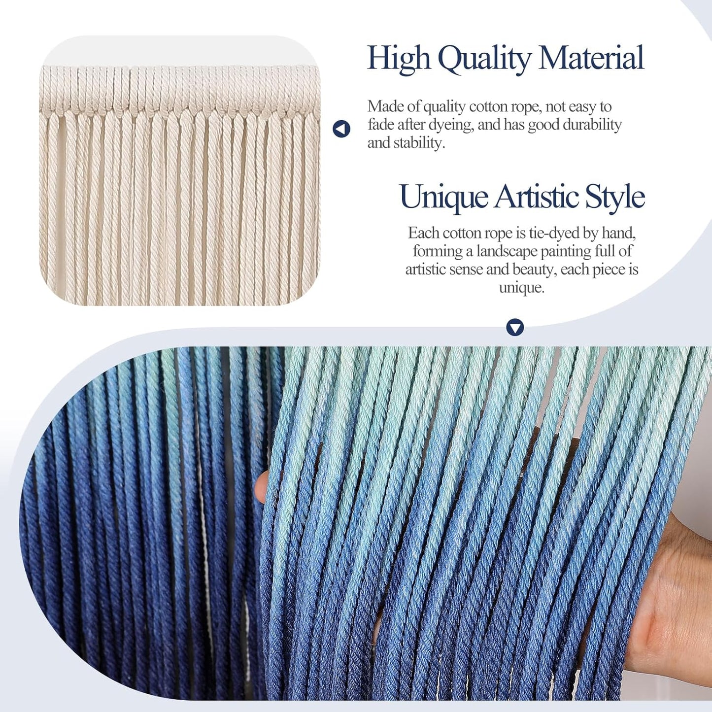 Osunnus Boho Dip Dye Macrame Wall Hanging Large Tie Dye Mountain Tapestry Handmade Ombre Woven Wall Art Decor for Living Room Bedroom 43" W x 28" L