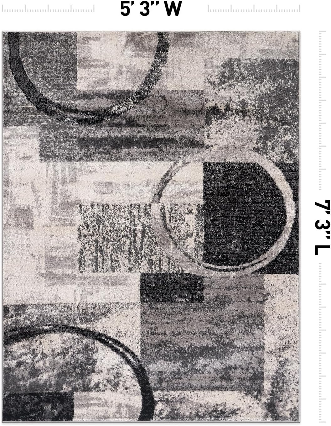 Rugshop Contemporary Abstract Circle Design Soft Area Rug 5'3" x 7'3" Cream