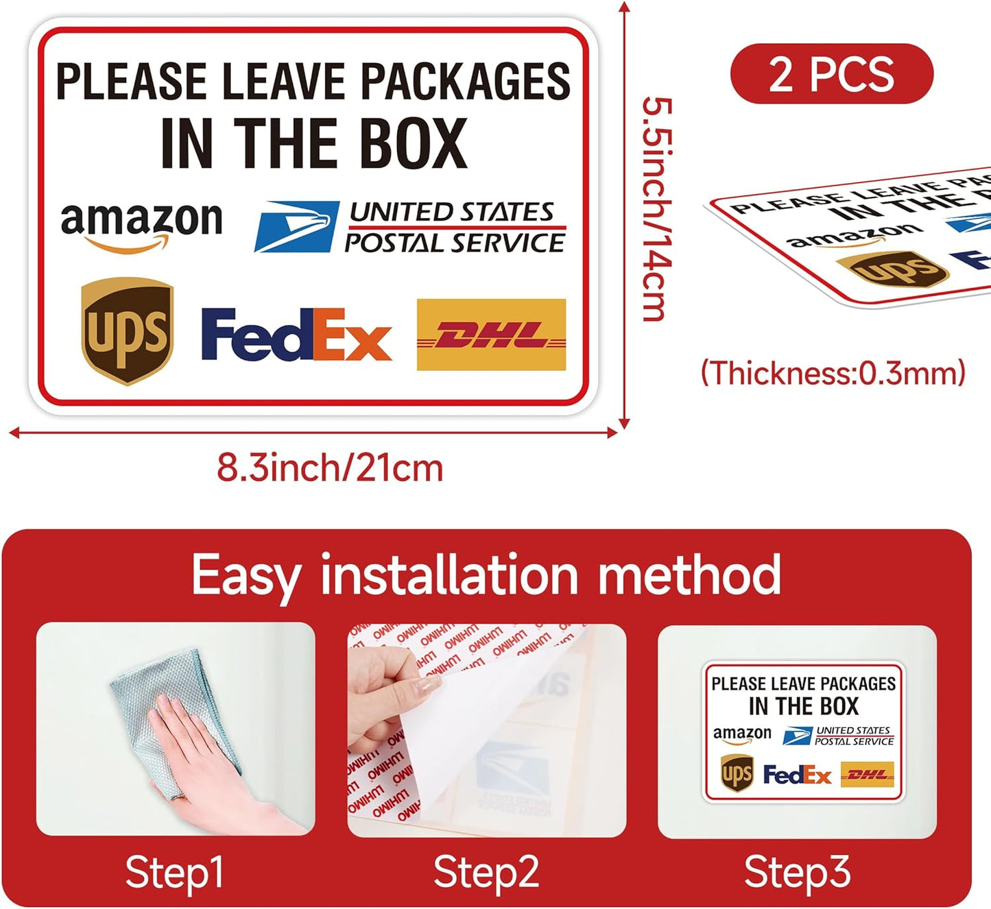 Please Leave Packages Here Sign by [Brand Name] - Self-Adhesive Waterproof Delivery Sticker | 8.3"x5.5" for Home, Office, Shop
