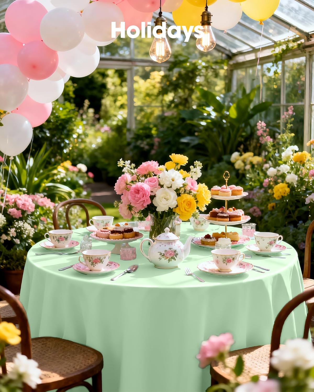 Pureegg Disposable 84'' Round Table Cloths - 10 Pack, Leakproof & Sturdy, Sage Green for Easter Parties