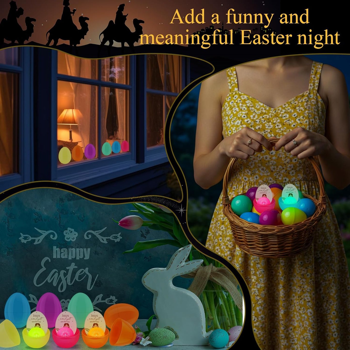 Wettarn 24-Piece Christian Easter Egg Set - Glow in The Dark Jesus Balls & Cards | Perfect for Easter Baskets