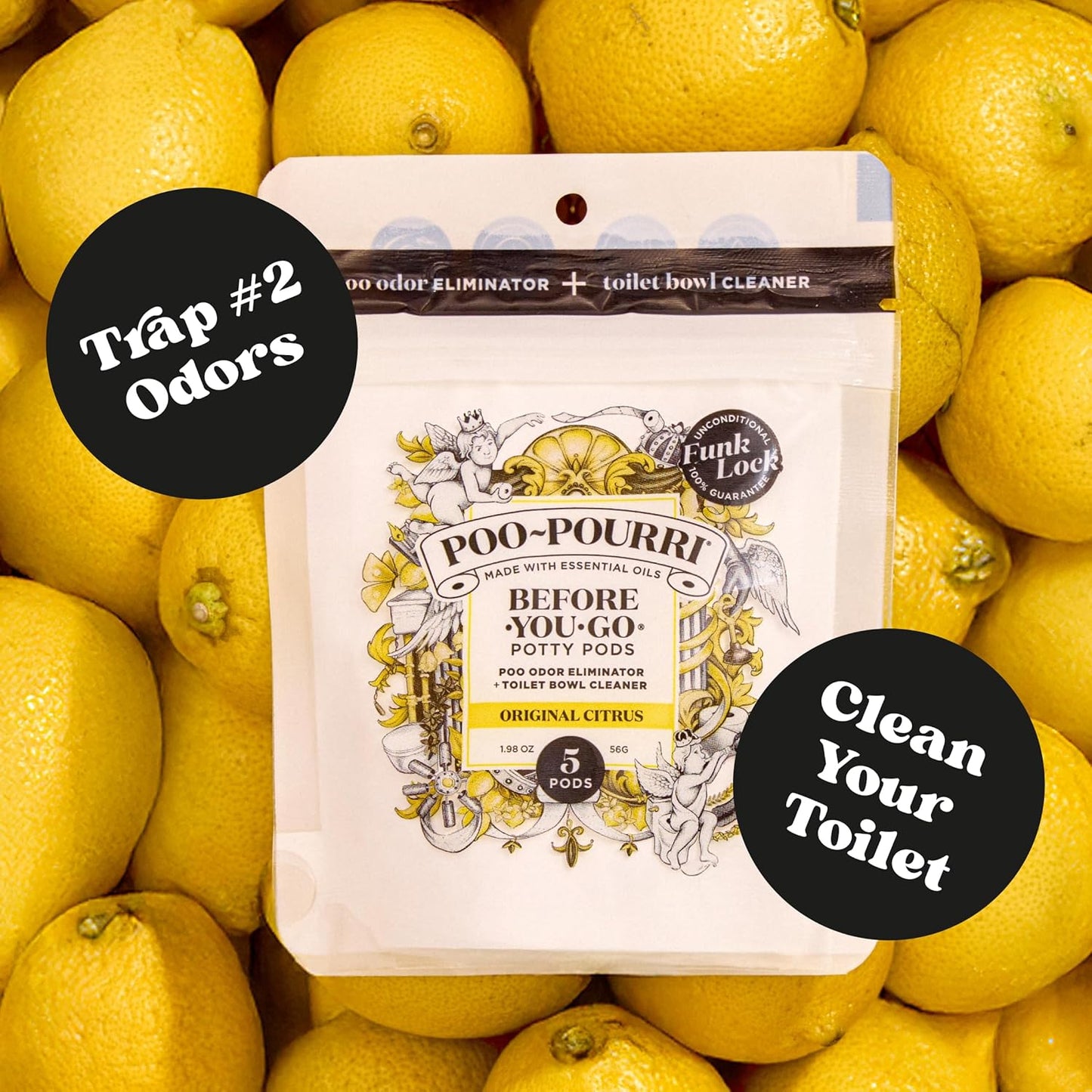 Poo-Pourri Before-You-Go Toilet Potty Pods - Original Citrus Scent, 5 Ct | Bathroom Deodorizer & Cleaner