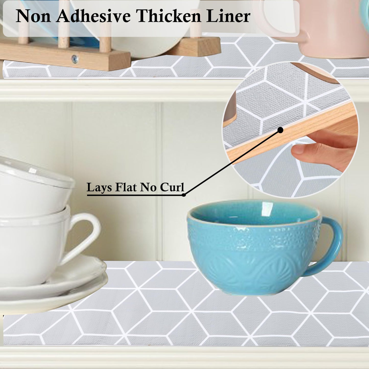 Shelf Liners for Kitchen Cabinets 20 Inch Wide X 20 Ft Non Adhesive Cabinet Drawer Liner Non Slip Water Oil-Proof Strong Grip Pantry Shelves Liner Bathroom Drawer Mat Cupboard Closet Liner